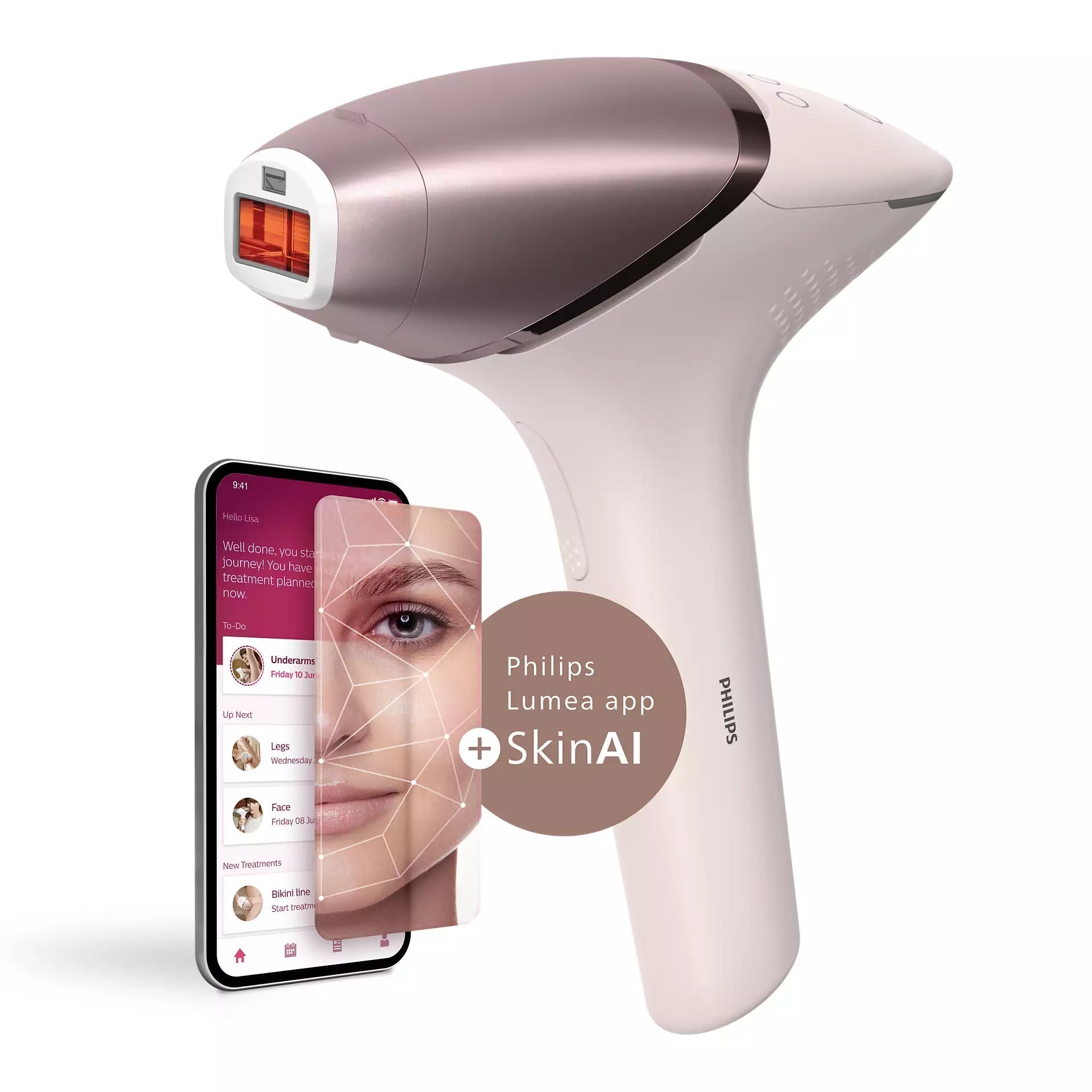 Philips Lumea BRI977/00 Cordless 9900 Series IPL Hair Removal with SkinAI - No2Hair.com